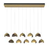 Hubbardton Forge 2022 Modern Brass Bronze Opal Glass (GG) Standard Brooklyn 10-Light Double Shade Pendant