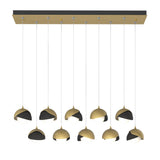 Hubbardton Forge 2022 Modern Brass Black Opal Glass (GG) Standard Brooklyn 10-Light Double Shade Pendant