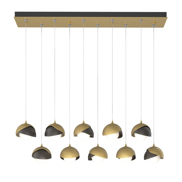 Hubbardton Forge 2022 Modern Brass Oil Rubbed Bronze Opal Glass (GG) Standard Brooklyn 10-Light Double Shade Pendant