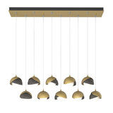 Hubbardton Forge 2022 Modern Brass Natural Iron Opal Glass (GG) Standard Brooklyn 10-Light Double Shade Pendant