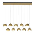 Hubbardton Forge 2022 Modern Brass Modern Brass Opal Glass (GG) Standard Brooklyn 10-Light Double Shade Pendant