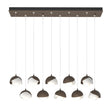 Hubbardton Forge 2022 Bronze White Opal Glass (GG) Standard Brooklyn 10-Light Double Shade Pendant