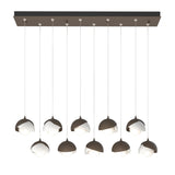 Hubbardton Forge 2022 Bronze White Opal Glass (GG) Standard Brooklyn 10-Light Double Shade Pendant
