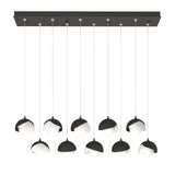 Hubbardton Forge 2022 Black White Opal Glass (GG) Standard Brooklyn 10-Light Double Shade Pendant