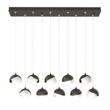 Hubbardton Forge 2022 Oil Rubbed Bronze White Opal Glass (GG) Standard Brooklyn 10-Light Double Shade Pendant