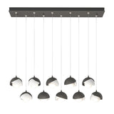 Hubbardton Forge 2022 Natural Iron White Opal Glass (GG) Standard Brooklyn 10-Light Double Shade Pendant