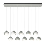 Hubbardton Forge 2022 Vintage Platinum White Opal Glass (GG) Standard Brooklyn 10-Light Double Shade Pendant
