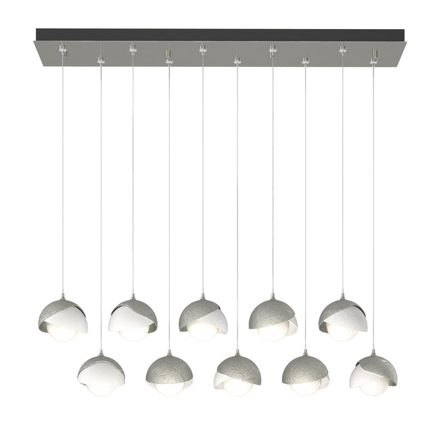 Hubbardton Forge 2022 Sterling White Opal Glass (GG) Standard Brooklyn 10-Light Double Shade Pendant