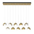 Hubbardton Forge 2022 Modern Brass White Opal Glass (GG) Standard Brooklyn 10-Light Double Shade Pendant