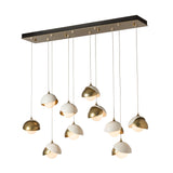 Hubbardton Forge 2022 Modern Brass White Opal Glass (GG) Standard Brooklyn 10-Light Double Shade Pendant