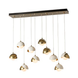 Hubbardton Forge 2022 Modern Brass White Opal Glass (GG) Standard Brooklyn 10-Light Double Shade Pendant