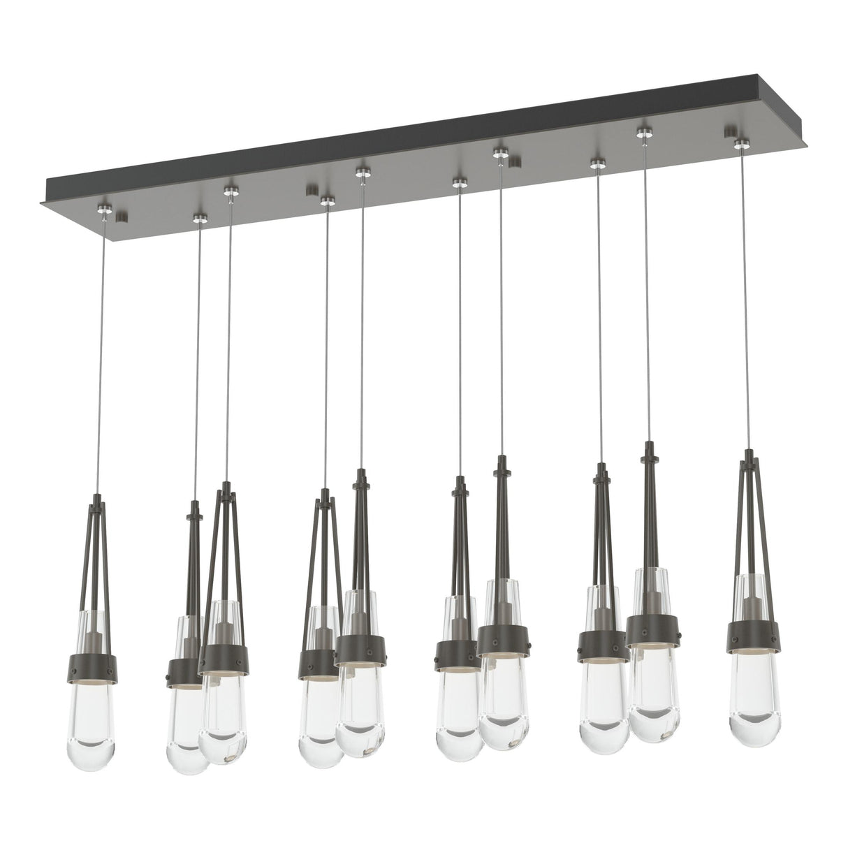 Hubbardton Forge 2022 Dark Smoke Clear Glass (ZM) Standard Link 10-Light Clear Glass Pendant