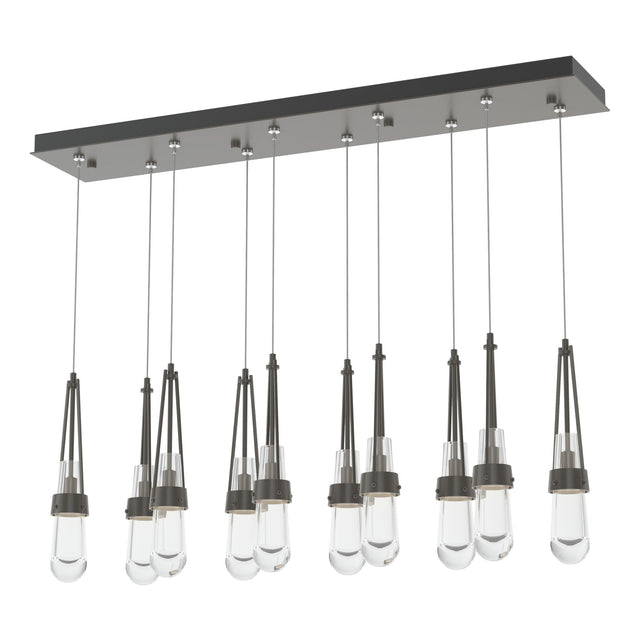Hubbardton Forge 2022 Dark Smoke Clear Glass (ZM) Standard Link 10-Light Clear Glass Pendant