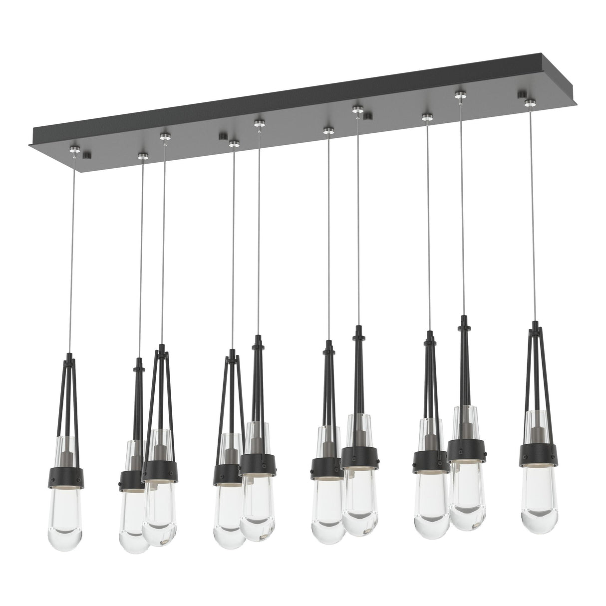 Hubbardton Forge 2022 Black Clear Glass (ZM) Standard Link 10-Light Clear Glass Pendant