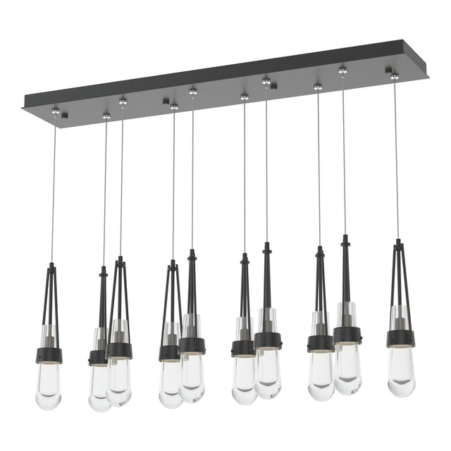 Hubbardton Forge 2022 Black Clear Glass (ZM) Standard Link 10-Light Clear Glass Pendant