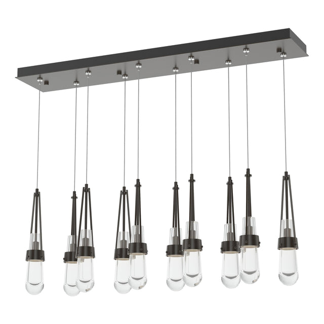 Hubbardton Forge 2022 Oil Rubbed Bronze Clear Glass (ZM) Standard Link 10-Light Clear Glass Pendant