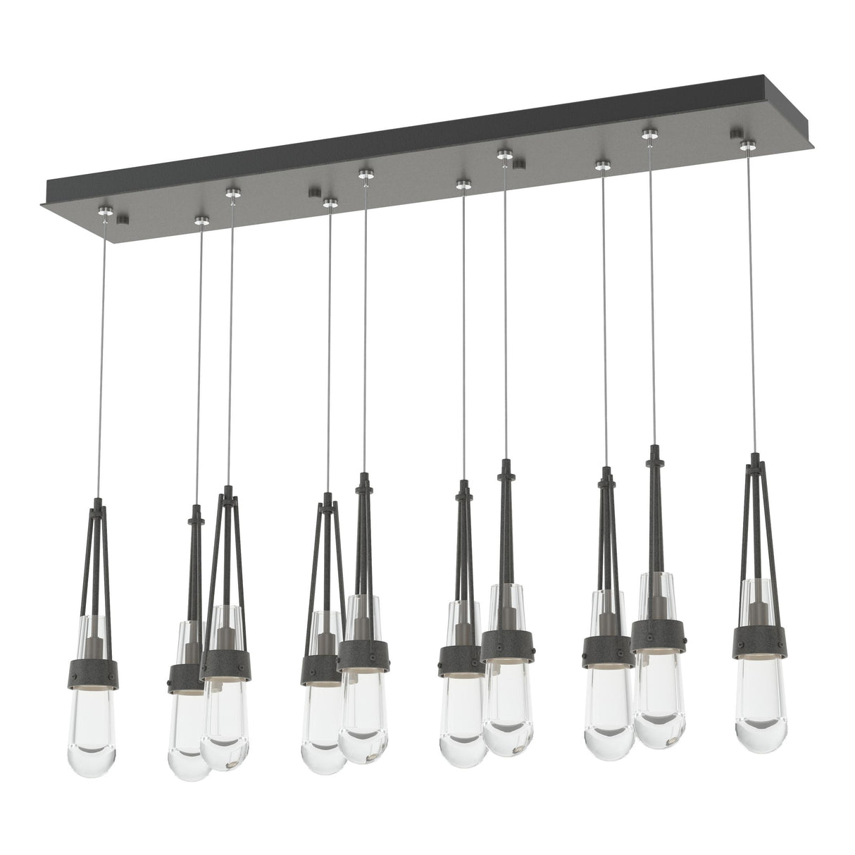 Hubbardton Forge 2022 Natural Iron Clear Glass (ZM) Standard Link 10-Light Clear Glass Pendant