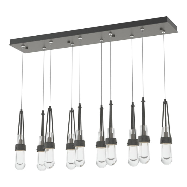 Hubbardton Forge 2022 Natural Iron Clear Glass (ZM) Standard Link 10-Light Clear Glass Pendant