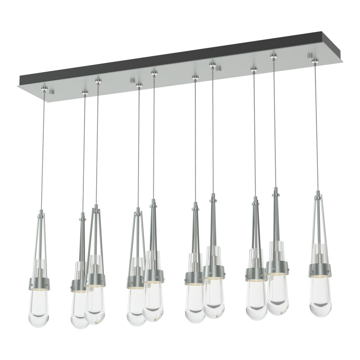 Hubbardton Forge 2022 Vintage Platinum Clear Glass (ZM) Standard Link 10-Light Clear Glass Pendant