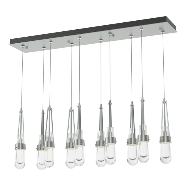 Hubbardton Forge 2022 Vintage Platinum Clear Glass (ZM) Standard Link 10-Light Clear Glass Pendant