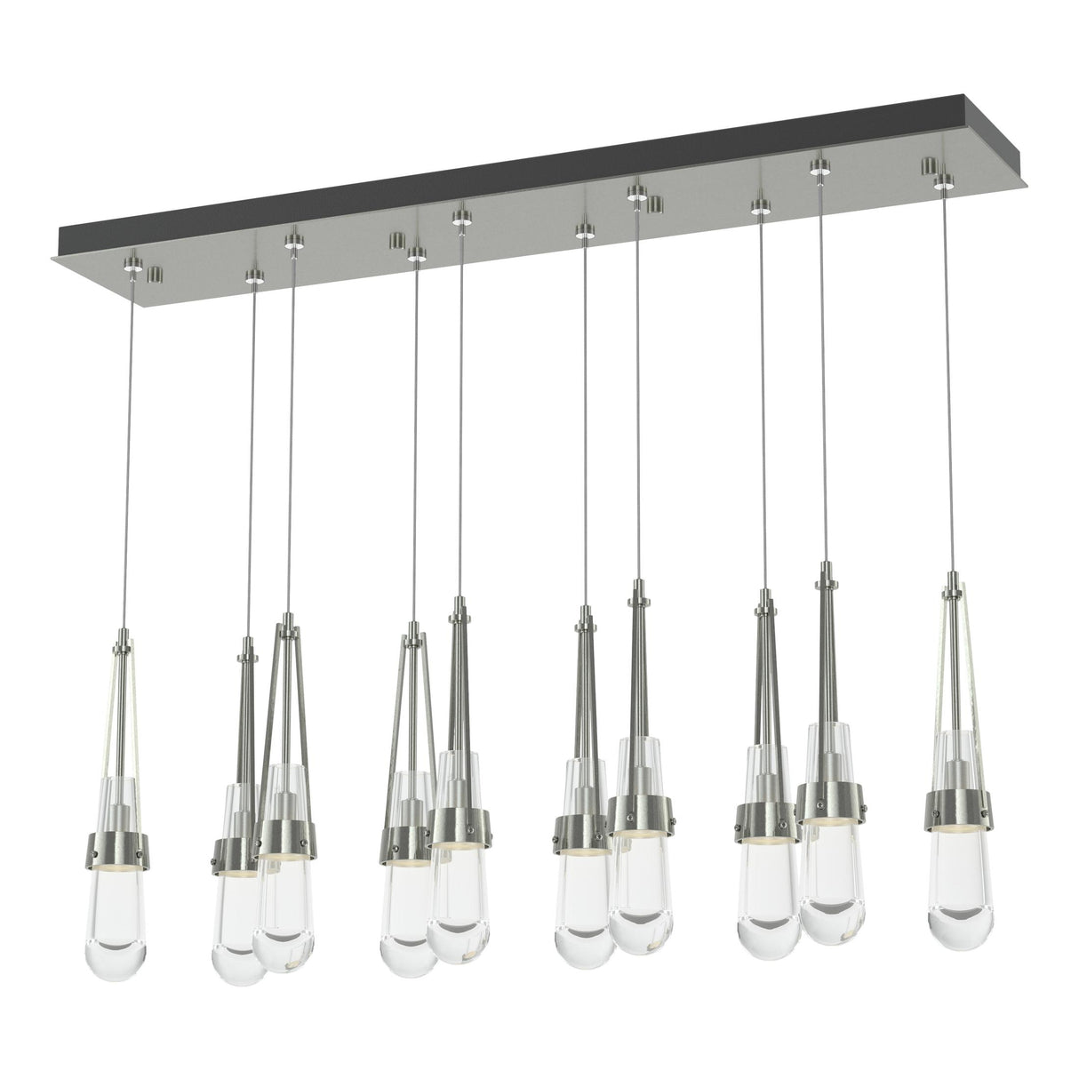 Hubbardton Forge 2022 Sterling Clear Glass (ZM) Standard Link 10-Light Clear Glass Pendant