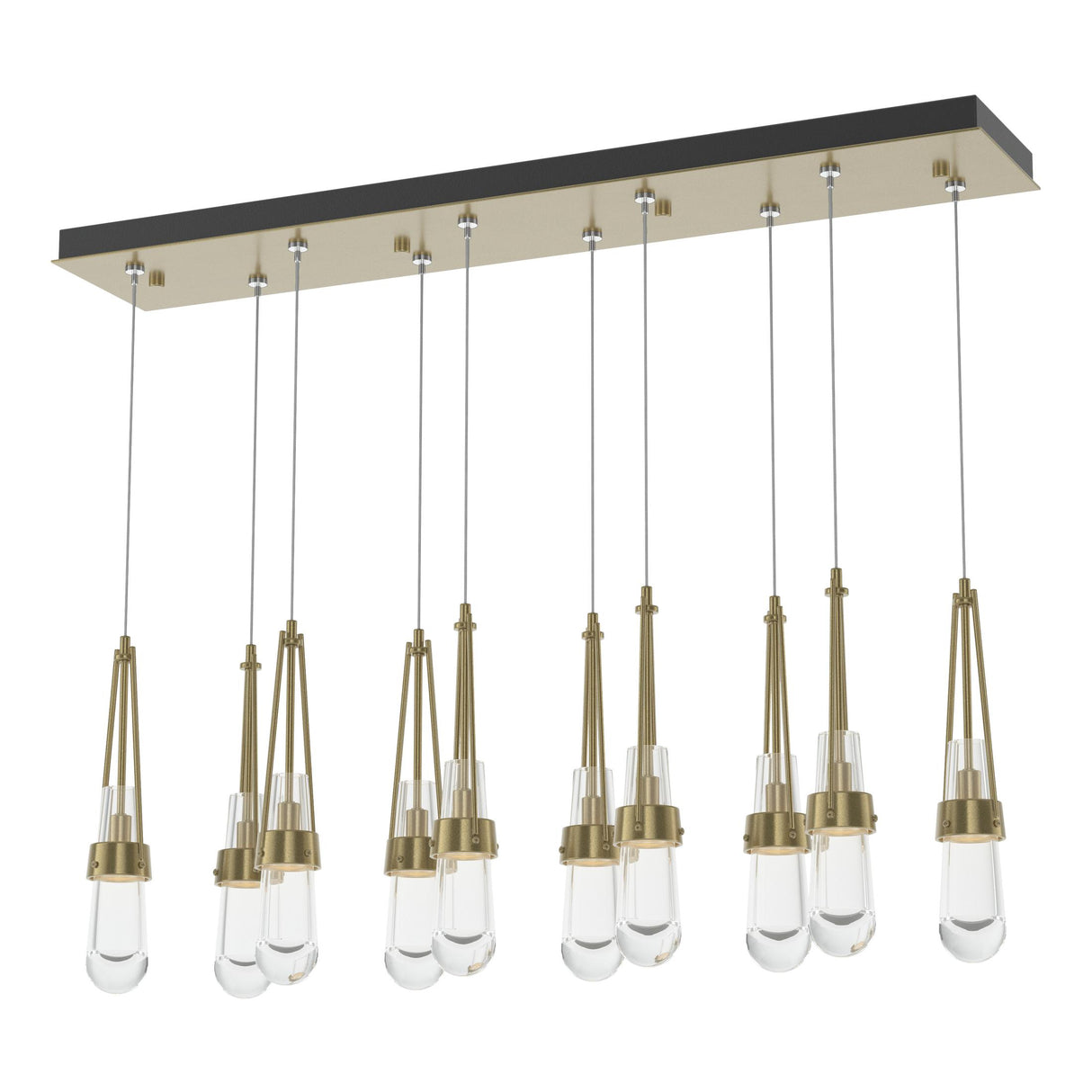 Hubbardton Forge 2022 Modern Brass Clear Glass (ZM) Standard Link 10-Light Clear Glass Pendant