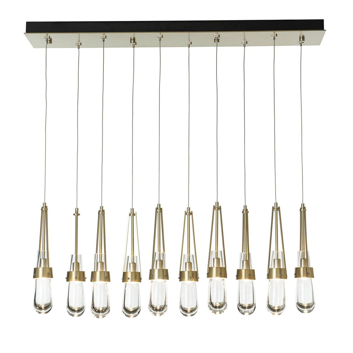 Hubbardton Forge 2022 Modern Brass Clear Glass (ZM) Standard Link 10-Light Clear Glass Pendant