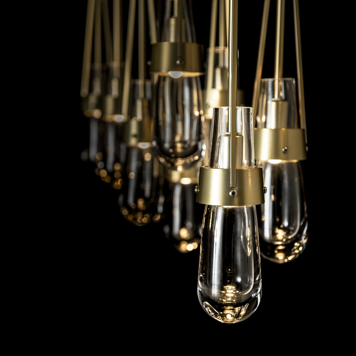 Hubbardton Forge 2022 Modern Brass Clear Glass (ZM) Standard Link 10-Light Clear Glass Pendant
