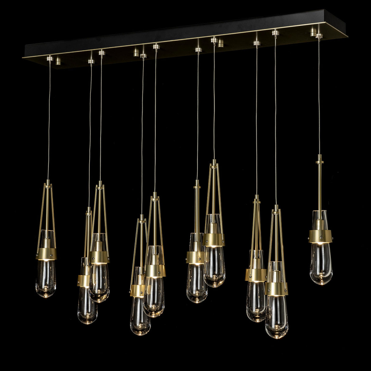 Hubbardton Forge 2022 Modern Brass Clear Glass (ZM) Standard Link 10-Light Clear Glass Pendant