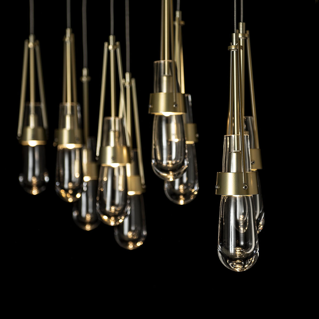 Hubbardton Forge 2022 Modern Brass Clear Glass (ZM) Standard Link 10-Light Clear Glass Pendant