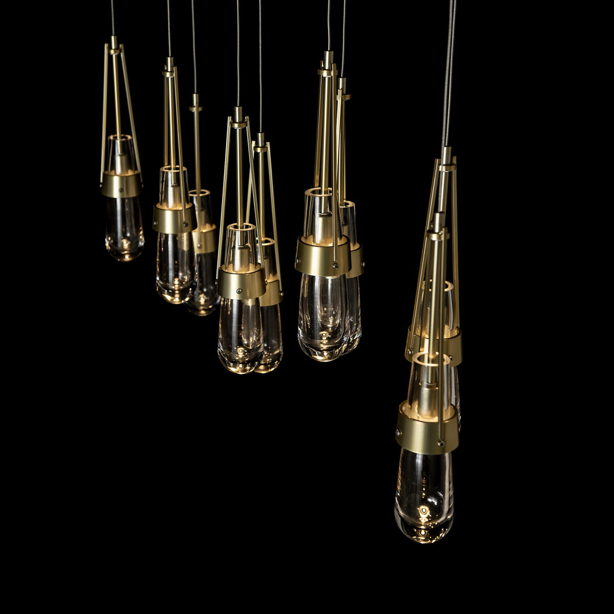 Hubbardton Forge 2022 Modern Brass Clear Glass (ZM) Standard Link 10-Light Clear Glass Pendant