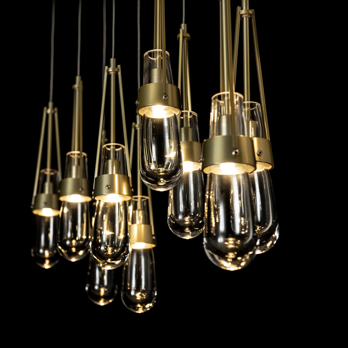 Hubbardton Forge 2022 Modern Brass Clear Glass (ZM) Standard Link 10-Light Clear Glass Pendant