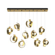 Hubbardton Forge 2023 Modern Brass Opal Glass (GG) Standard Riza 10-Light Pendant