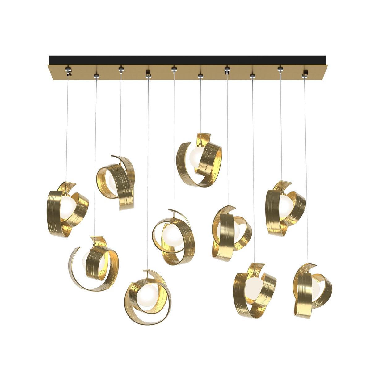 Hubbardton Forge 2023 Modern Brass Opal Glass (GG) Standard Riza 10-Light Pendant