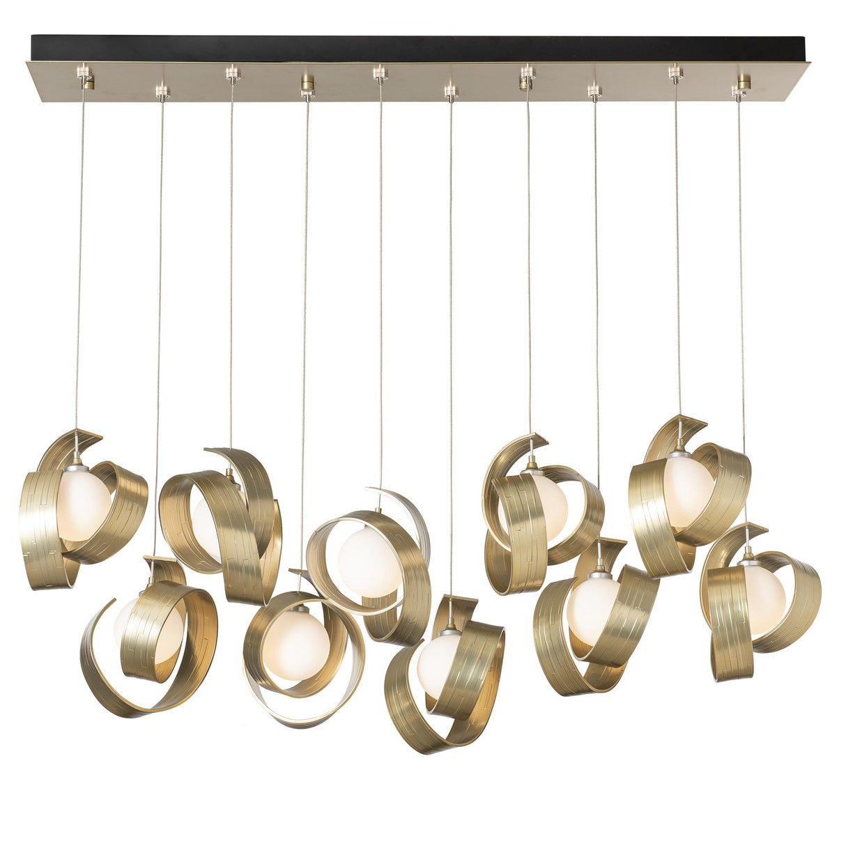 Hubbardton Forge 2023 Modern Brass Opal Glass (GG) Standard Riza 10-Light Pendant