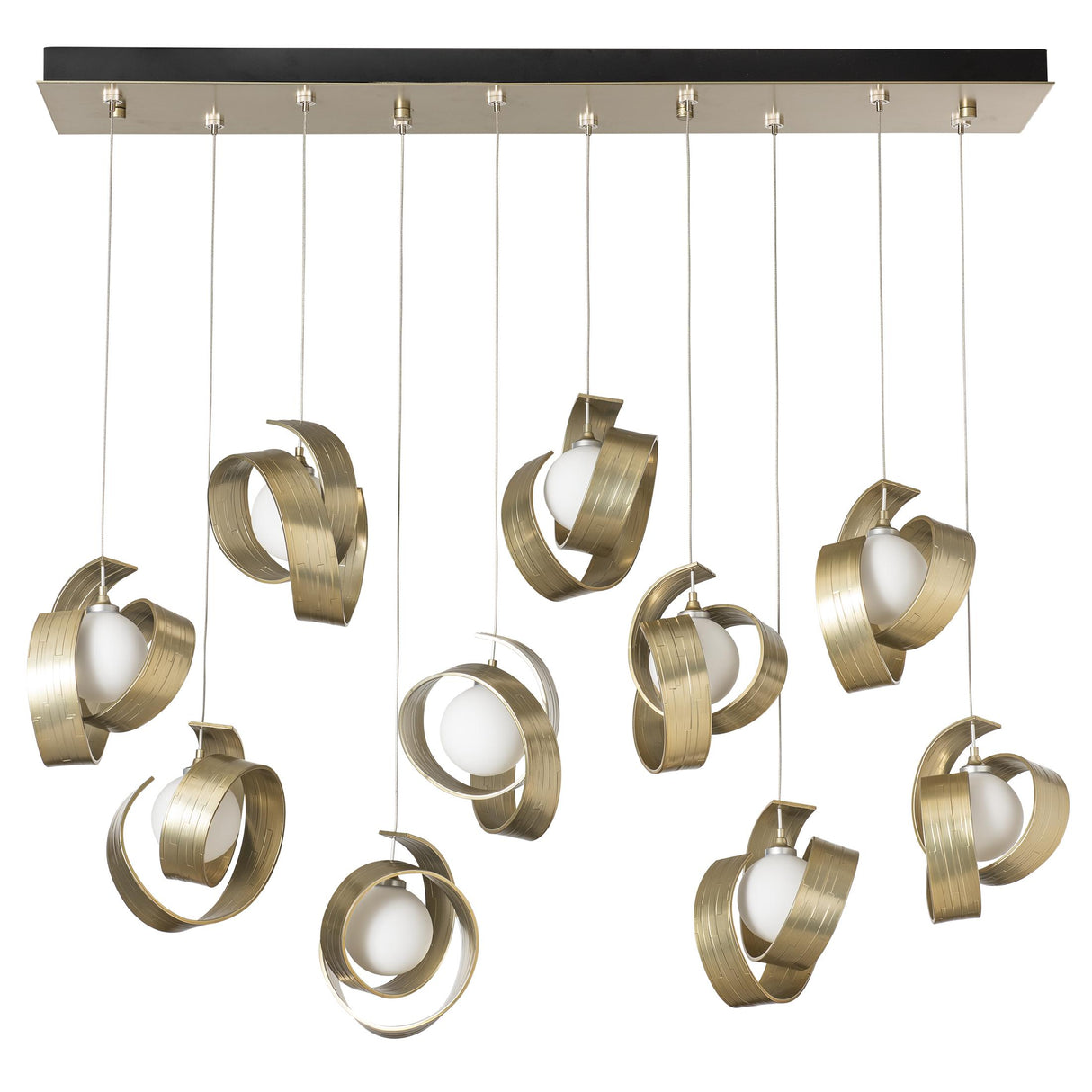 Hubbardton Forge 2023 Modern Brass Opal Glass (GG) Standard Riza 10-Light Pendant