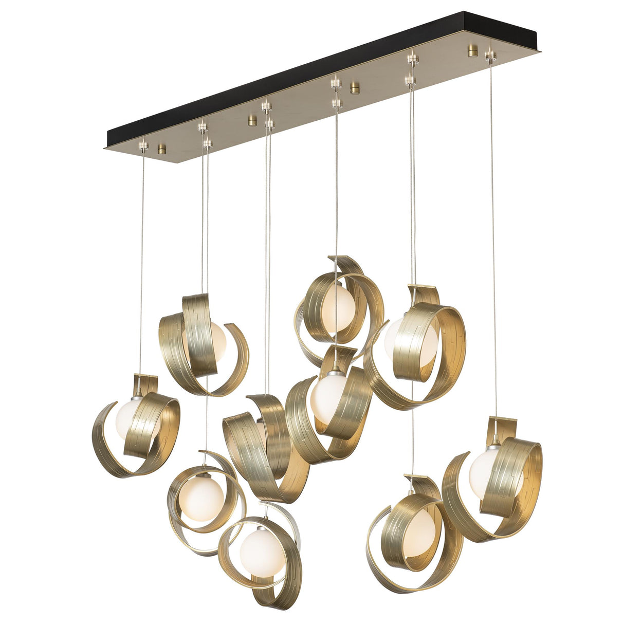 Hubbardton Forge 2023 Modern Brass Opal Glass (GG) Standard Riza 10-Light Pendant