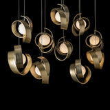 Hubbardton Forge 2023 Modern Brass Opal Glass (GG) Standard Riza 10-Light Pendant
