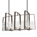 Hubbardton Forge 2022 Bronze White Swirl Glass (YR) Multi Arc Linear Pendant