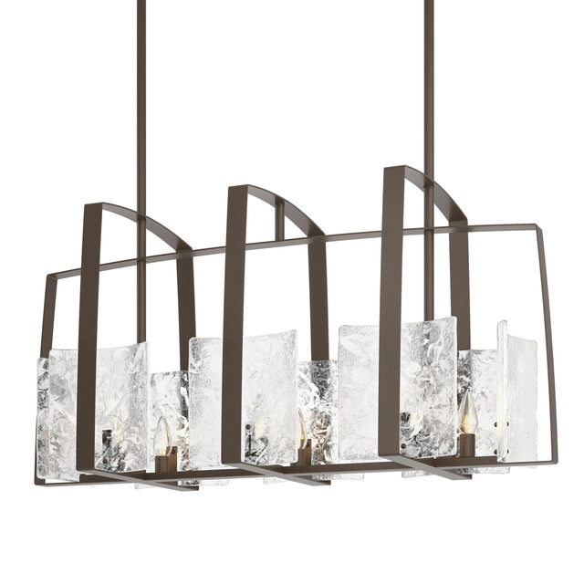Hubbardton Forge 2022 Bronze White Swirl Glass (YR) Multi Arc Linear Pendant