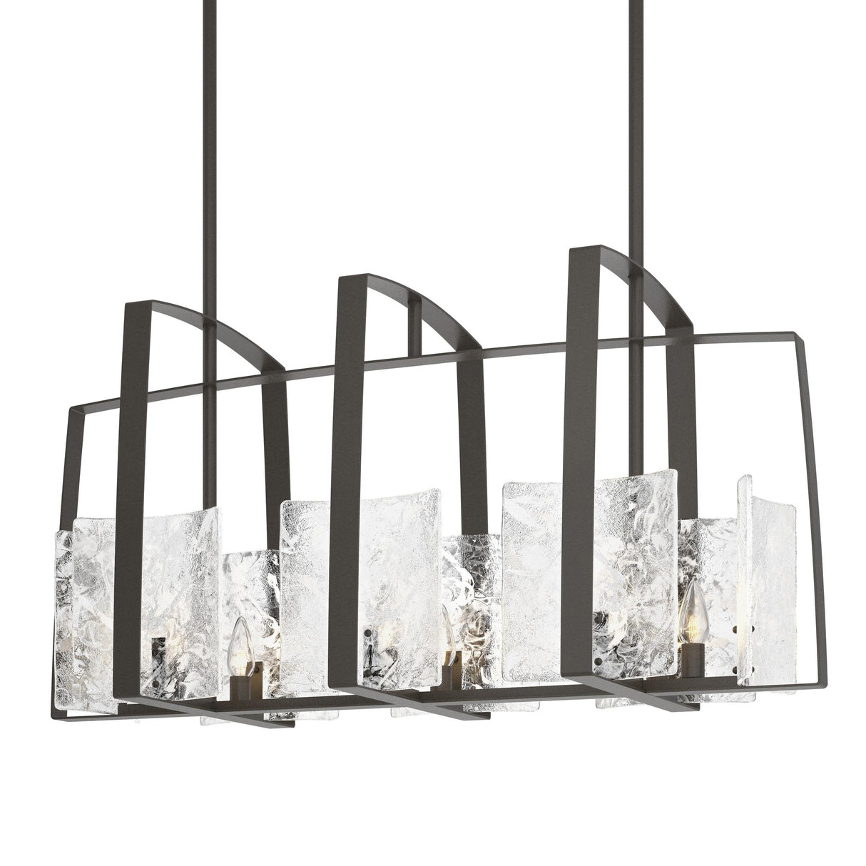 Hubbardton Forge 2022 Dark Smoke White Swirl Glass (YR) Multi Arc Linear Pendant
