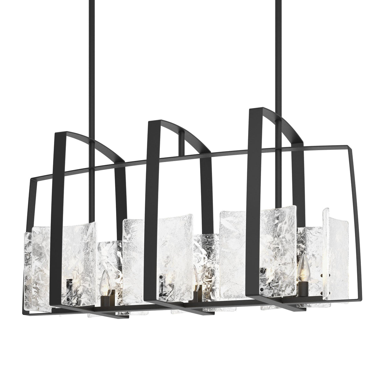 Hubbardton Forge 2022 Black White Swirl Glass (YR) Multi Arc Linear Pendant