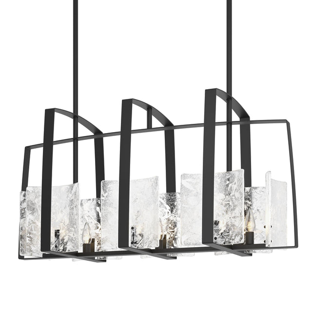 Hubbardton Forge 2022 Black White Swirl Glass (YR) Multi Arc Linear Pendant