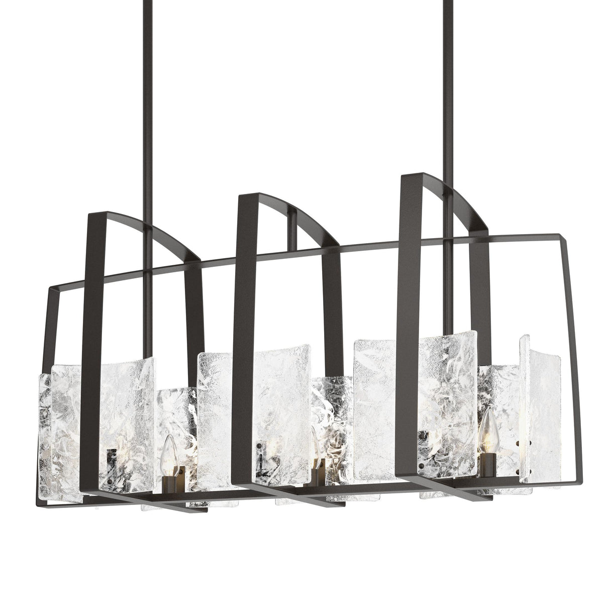 Hubbardton Forge 2022 Oil Rubbed Bronze White Swirl Glass (YR) Multi Arc Linear Pendant