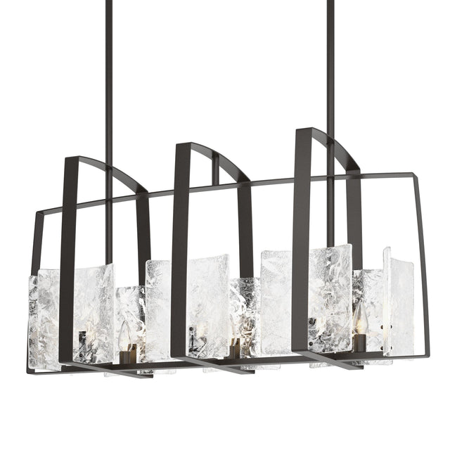 Hubbardton Forge 2022 Oil Rubbed Bronze White Swirl Glass (YR) Multi Arc Linear Pendant