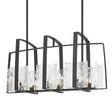 Hubbardton Forge 2022 Natural Iron White Swirl Glass (YR) Multi Arc Linear Pendant