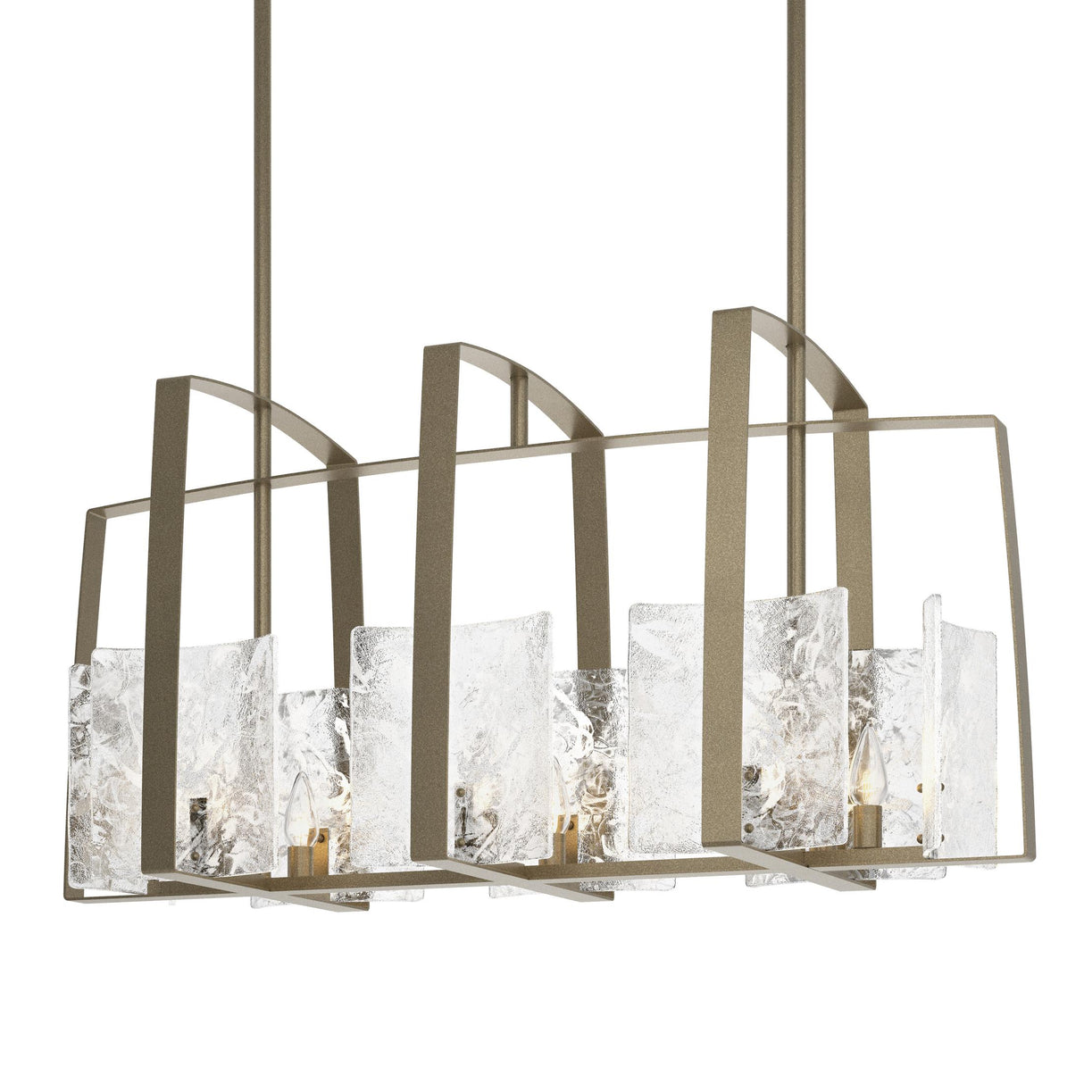Hubbardton Forge 2022 Soft Gold White Swirl Glass (YR) Multi Arc Linear Pendant