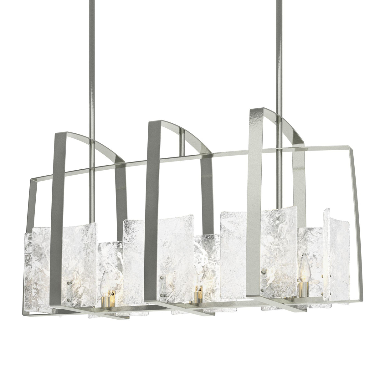 Hubbardton Forge 2022 Sterling White Swirl Glass (YR) Multi Arc Linear Pendant