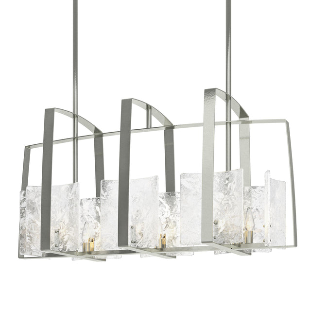 Hubbardton Forge 2022 Sterling White Swirl Glass (YR) Multi Arc Linear Pendant