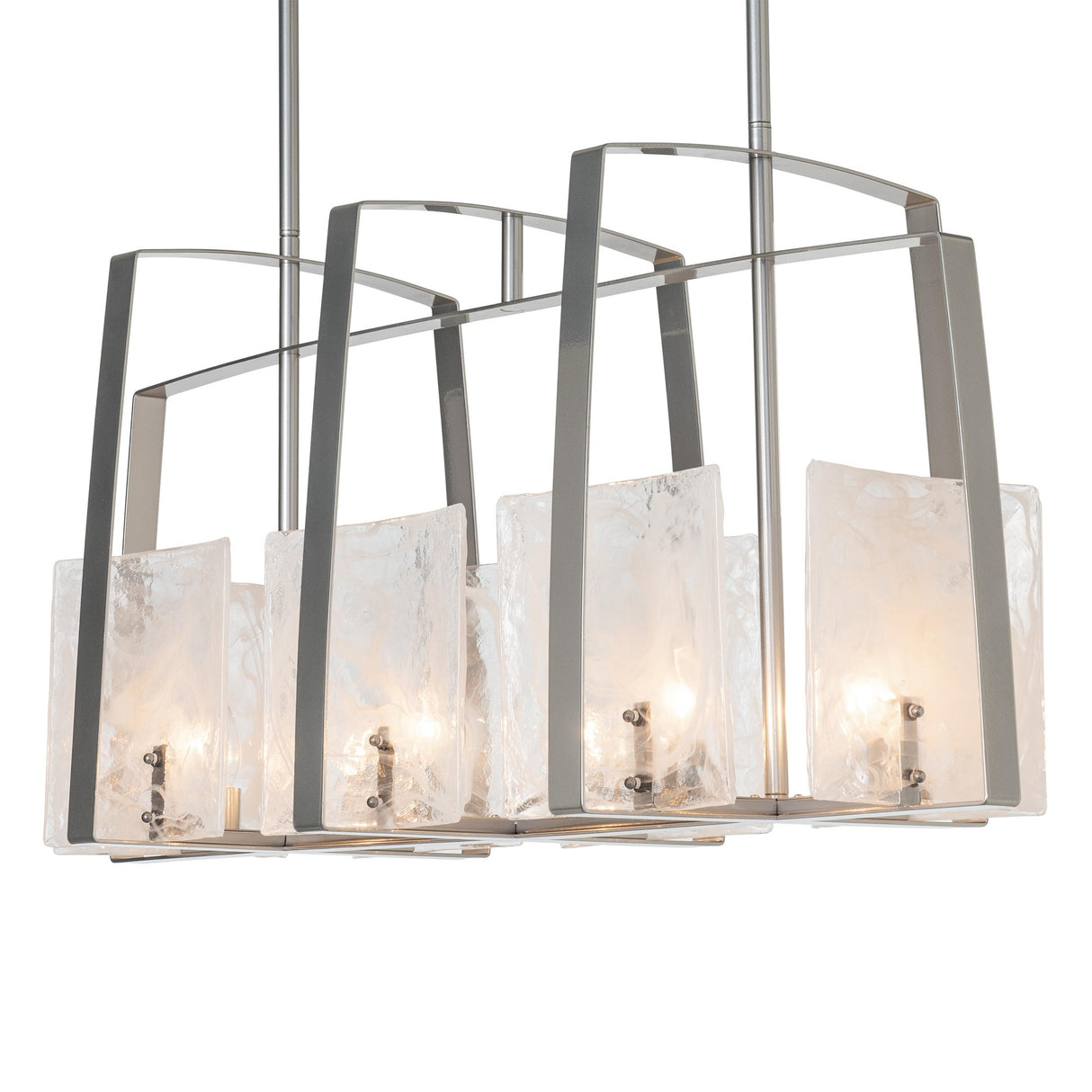 Hubbardton Forge 2022 Sterling White Swirl Glass (YR) Multi Arc Linear Pendant